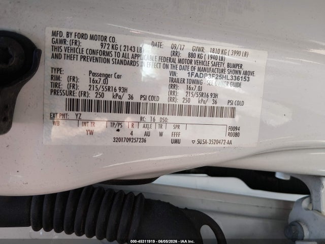 Aukcja sprzedaży 2017 Ford Focus Se, vin: 1FADP3F25HL336153, numer aukcji: 45311919