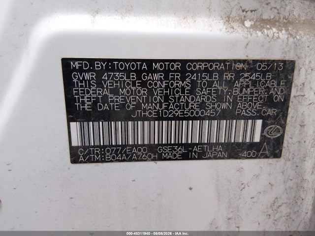 JTHCE1D29E5000457 Lexus IS 350