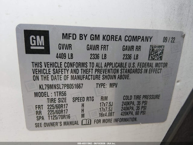 Chevrolet Trailblazer Awd Ls 2023 KL79MNSL7PB051667 Image 9
