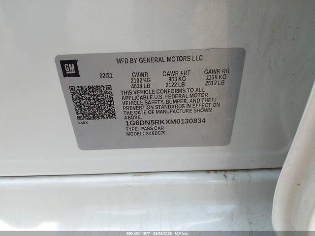 2021 Cadillac Ct5 Premium Luxury მანქანა იყიდება აუქციონზე, vin: 1G6DN5RKXM0130834, აუქციონის ნომერი: 45311977