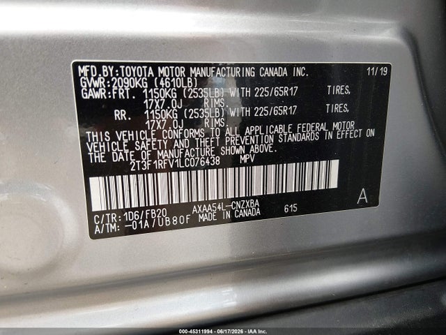 Toyota RAV4 LE 2020 2T3F1RFV1LC076438 Image 9
