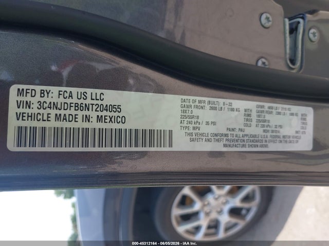 Продажа на аукционе авто 2022 Jeep Compass Latitude Lux 4x4, vin: 3C4NJDFB6NT204055, номер лота: 45312164