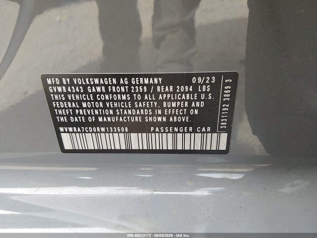 Продажа на аукционе авто 2024 Volkswagen Golf Gti 2.0t Se, vin: WVWRA7CD0RW133508, номер лота: 45312172