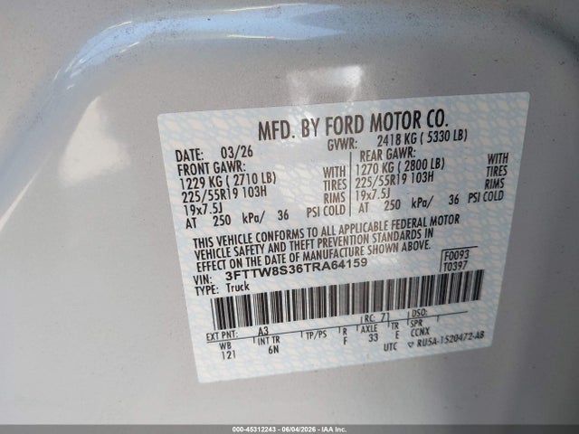 3FTTW8S36TRA64159 Ford Maverick Lariat