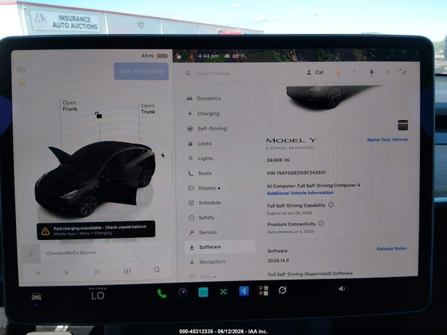 45312335 :رقم المزاد ، 7SAYGDED0SF242831 vin ، 2025 Tesla Model Y Long Range Dual Motor Rear-wheel Drive مزاد بيع