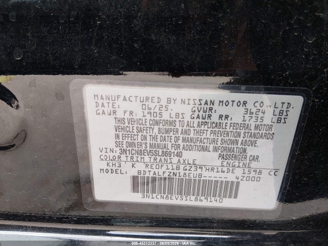 3N1CN8EV5SL869140 Nissan Versa 1.6 Sv
