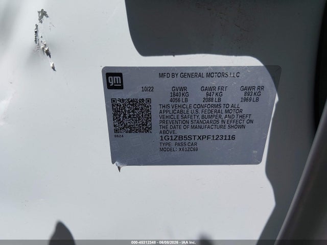 1G1ZB5STXPF123116 Chevrolet Malibu Fwd Ls
