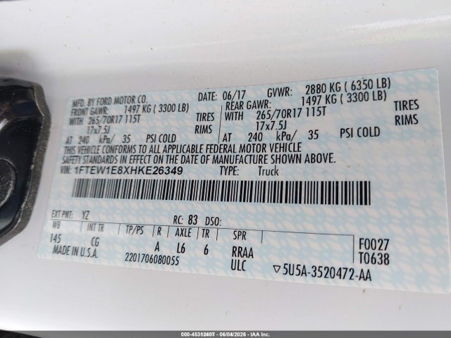 Ford F-150 Xl 2017 1FTEW1E8XHKE26349 Image 9