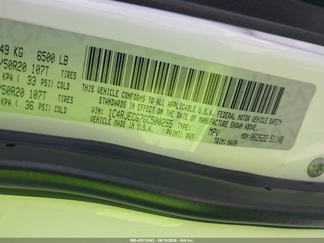 1C4RJECG7GC500255 Jeep Grand Cherokee High Altitude