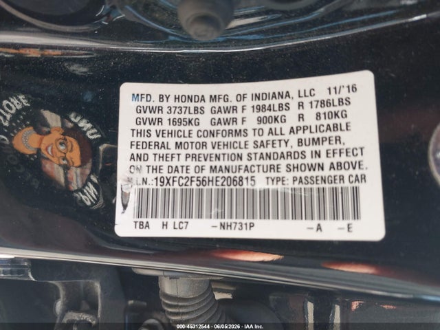 Honda Civic Lx 2017 19XFC2F56HE206815 Image 9