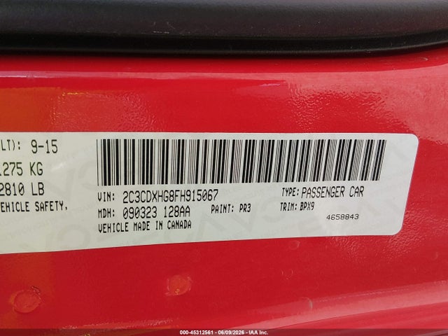 2C3CDXHG8FH915067 Dodge Charger Sxt