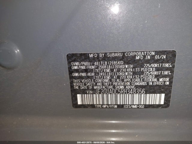 Subaru Crosstrek Premium 2024 JF2GUADC5RH348356 Image 9
