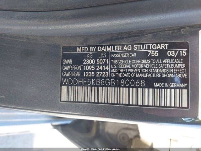 WDDHF5KB8GB180068 Mercedes-Benz E 350