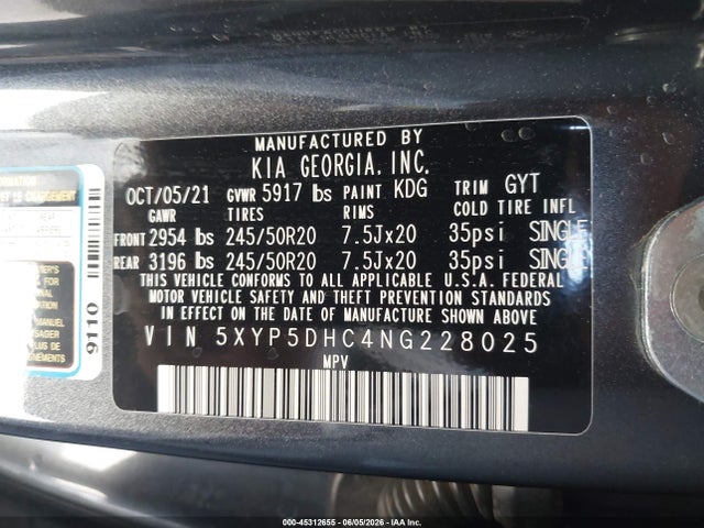 KIA Telluride Sx 2022 5XYP5DHC4NG228025 Image 9