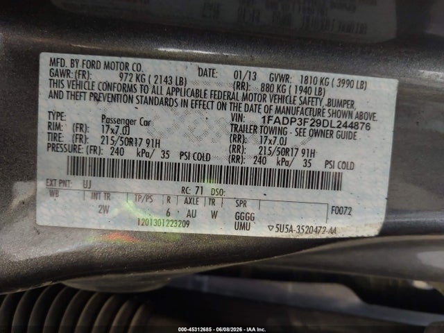 Aukcja sprzedaży 2013 Ford Focus Se, vin: 1FADP3F29DL244876, numer aukcji: 45312685