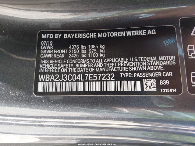 Продаж на аукціоні авто 2020 Bmw 230i Xdrive, vin: WBA2J3C04L7E57232, номер лоту: 45312705