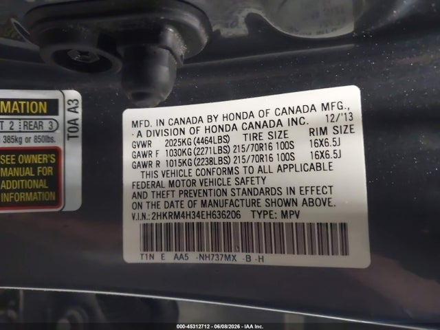 Honda CR-V LX 2014 2HKRM4H34EH636206 Image 9