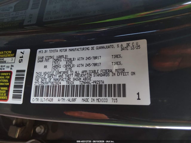 Toyota Tacoma Sr 2026 3TYLD5KN9TT023824 Image 9
