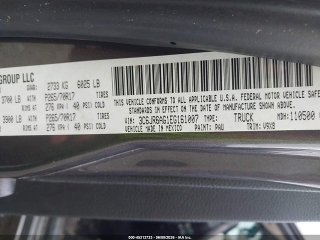 45312723 :رقم المزاد ، 3C6JR6AG1EG161007 vin ، 2014 Ram 1500 Tradesman مزاد بيع