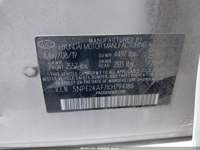 Hyundai SONATA SE 2019 5NPE24AF7KH794186 Image 9