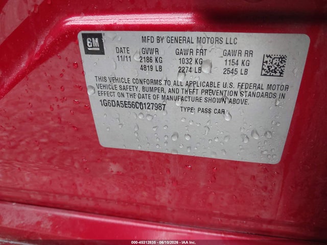 Aukcja sprzedaży 2012 Cadillac Cts Standard, vin: 1G6DA5E56C0127987, numer aukcji: 45312835
