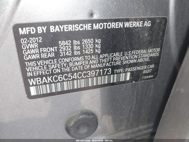 2012 Bmw 750i Xdrive მანქანა იყიდება აუქციონზე, vin: WBAKC6C54CC397173, აუქციონის ნომერი: 45312849