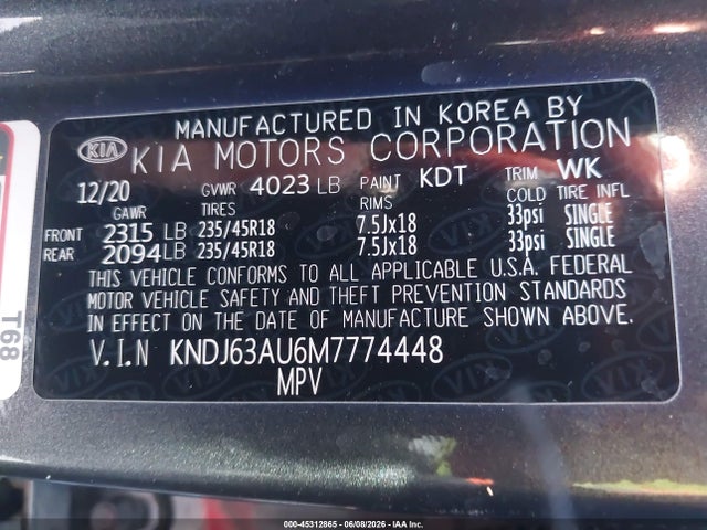 KNDJ63AU6M7774448 KIA Soul Gt-line