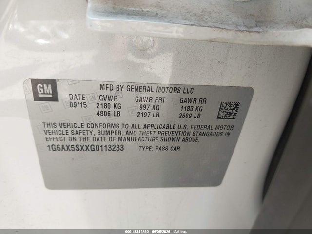 Продаж на аукціоні авто 2016 Cadillac Cts Luxury Collection, vin: 1G6AX5SXXG0113233, номер лоту: 45312890