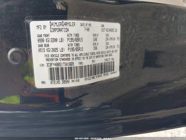 Aukcja sprzedaży 2001 Chrysler Pt Cruiser, vin: 3C8FY4BB51T501669, numer aukcji: 45312906