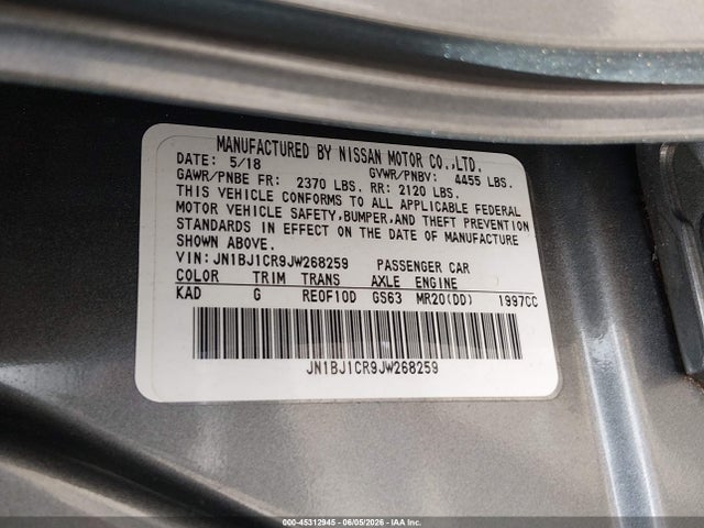 JN1BJ1CR9JW268259 Nissan Rogue Sport Sv