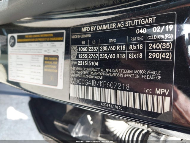 Продаж на аукціоні авто 2019 Mercedes-benz Glc 300, vin: WDC0G4JB7KF607218, номер лоту: 45312968