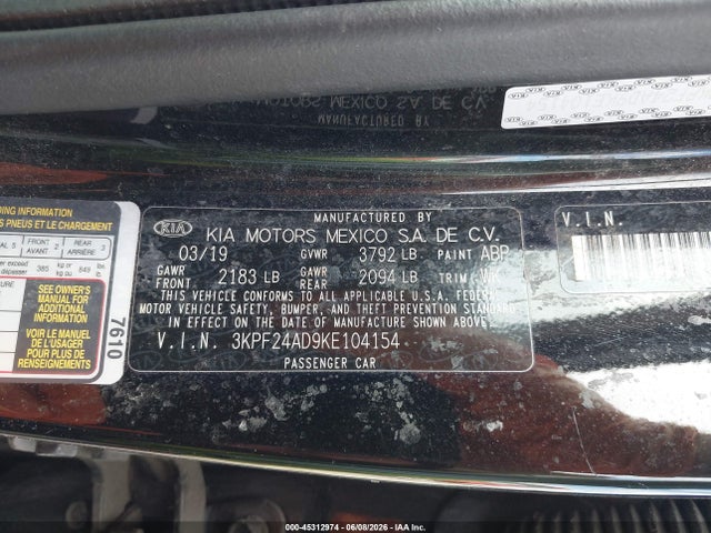KIA Forte Lxs 2019 3KPF24AD9KE104154 Image 9