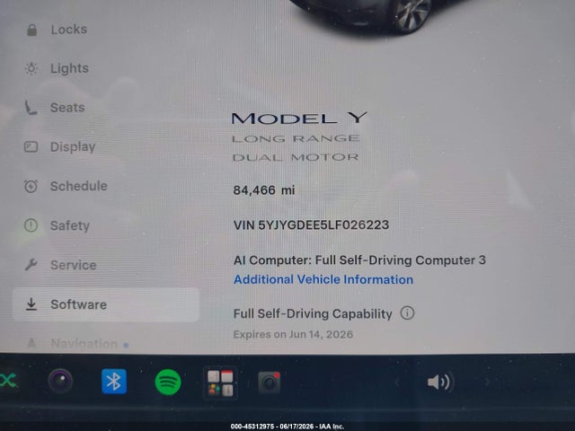 Aukcja sprzedaży 2020 Tesla Model Y Long Range Dual Motor All-wheel Drive, vin: 5YJYGDEE5LF026223, numer aukcji: 45312975