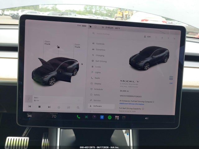 Aukcja sprzedaży 2020 Tesla Model Y Long Range Dual Motor All-wheel Drive, vin: 5YJYGDEE5LF026223, numer aukcji: 45312975