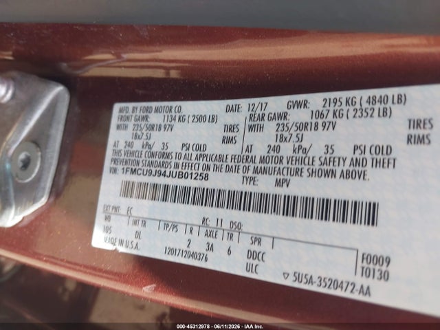 Ford Escape Titanium 2018 1FMCU9J94JUB01258 Image 9
