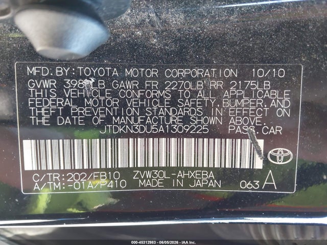 Aukcja sprzedaży 2010 Toyota Prius Ii, vin: JTDKN3DU5A1309225, numer aukcji: 45312983