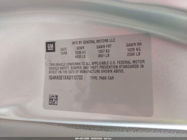 Aukcja sprzedaży 2010 Buick Lucerne Cx, vin: 1G4HA5E1XAU113703, numer aukcji: 45312986