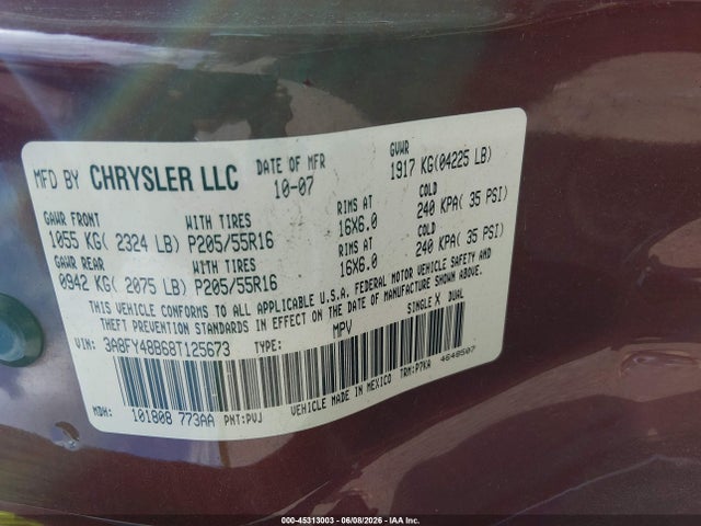 Aukcja sprzedaży 2008 Chrysler Pt Cruiser Lx, vin: 3A8FY48B68T125673, numer aukcji: 45313003