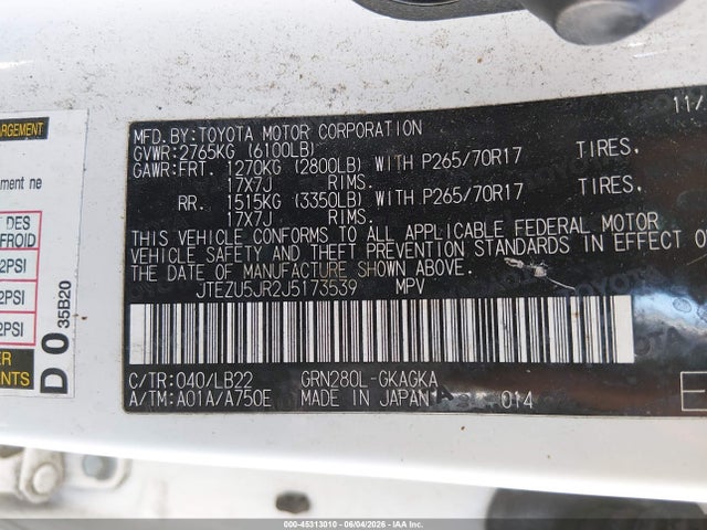Toyota 4runner Sr5 Premium 2018 JTEZU5JR2J5173539 Image 9