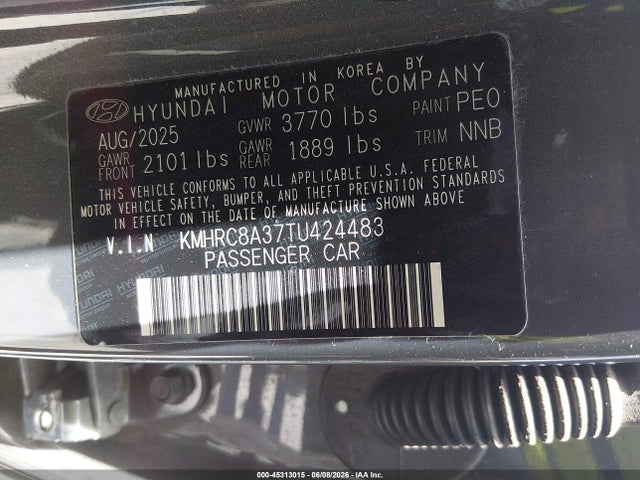 Продажа на аукционе авто 2026 Hyundai Venue Sel W/two-tone Roof, vin: KMHRC8A37TU424483, номер лота: 45313015