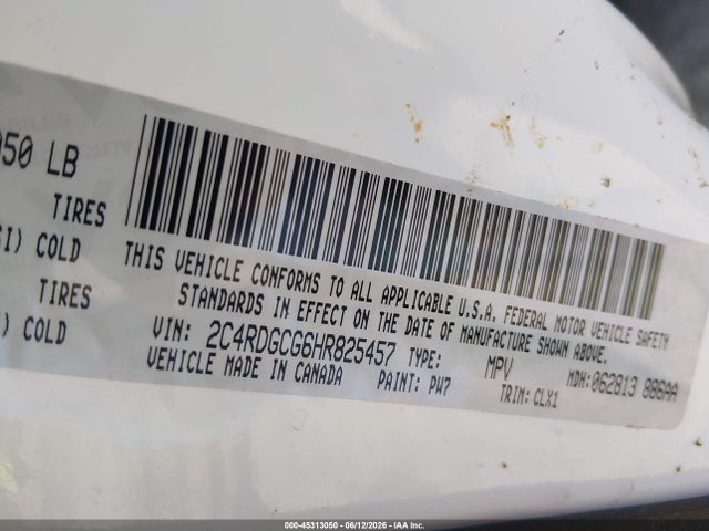 Aukcja sprzedaży 2017 Dodge Grand Caravan Sxt, vin: 2C4RDGCG6HR825457, numer aukcji: 45313050