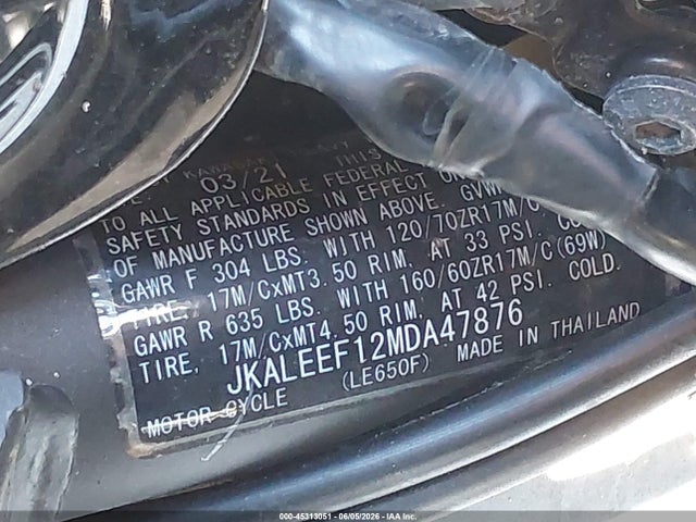 Kawasaki Kle650 F 2021 JKALEEF12MDA47876 Image 10