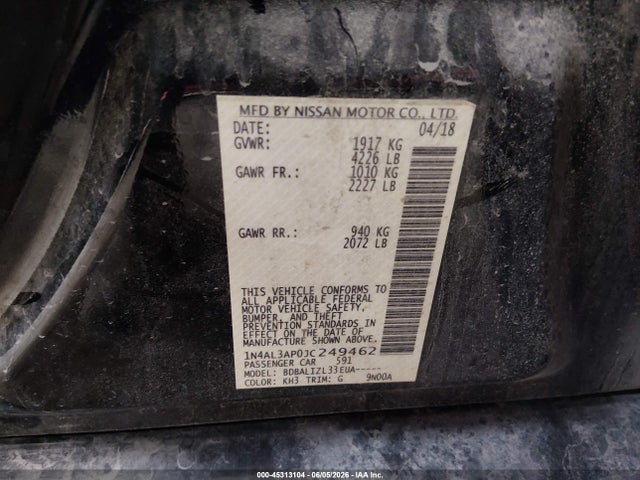 1N4AL3AP0JC249462 Nissan Altima 2.5 Sv