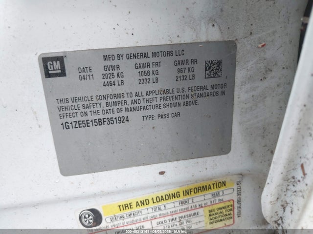 Продажа на аукционе авто 2011 Chevrolet Malibu Ltz, vin: 1G1ZE5E15BF351924, номер лота: 45313141