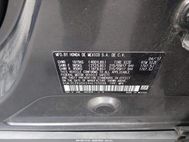 3CZRU5H34HG705098 Honda HR-V LX