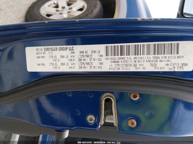 Aukcja sprzedaży 2011 Ram Ram 1500 Slt, vin: 1D7RV1GT8BS706368, numer aukcji: 45313167