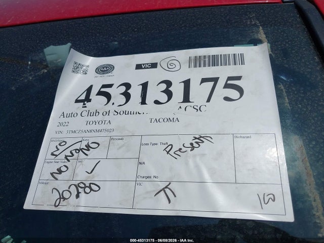 3TMCZ5AN8NM475023 Toyota Tacoma Trd Off Road