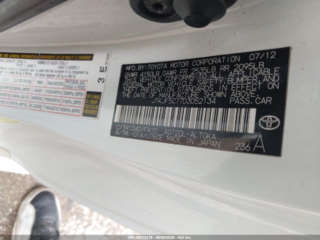Aukcja sprzedaży 2013 Scion Tc, vin: JTKJF5C77D3052134, numer aukcji: 45313176