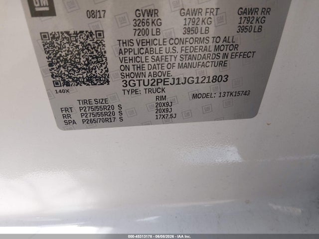 GMC Sierra 1500 Denali 2018 3GTU2PEJ1JG121803 Image 9