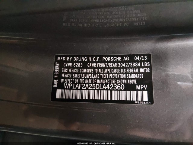 Aukcja sprzedaży 2013 Porsche Cayenne Diesel, vin: WP1AF2A25DLA42360, numer aukcji: 45313187